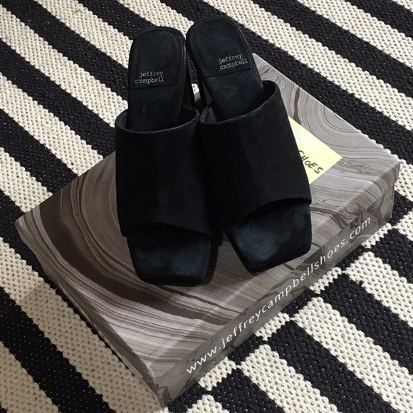 Jeffrey Campbell Black Suede Caviar Platform Mule Size 8.5 - Picture 5 of 5